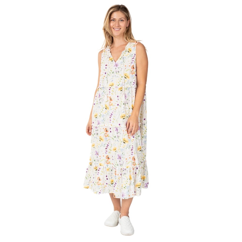 NWOT, Linda Anderson, Whimsical Floral Print Tiered Dress, Size XXL